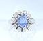 Bague 56 Bague marguerite en or blanc 18 carats, saphir de Ceylan et diamants 58 Facettes AB750