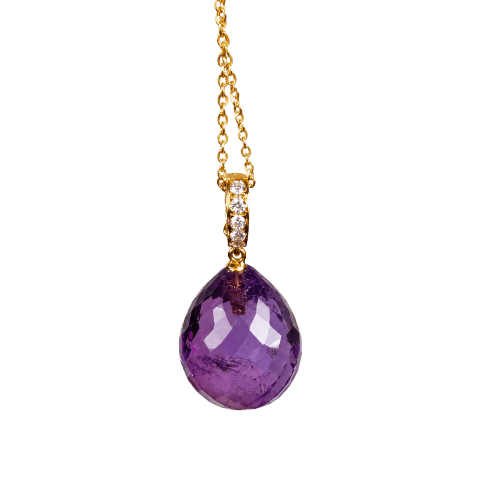 Pendentif Pendentif en or jaune 14k avec améthyste et diamants 58 Facettes 2606002