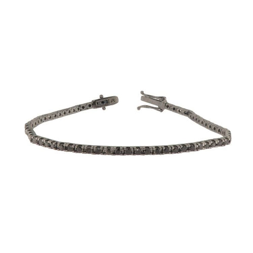 Bracelet Bracelet tennis en or blanc rhodié noir avec diamants noirs 58 Facettes G4051