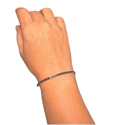Bracelet Bracelet tennis en or blanc rhodié noir avec diamants noirs 58 Facettes G4051