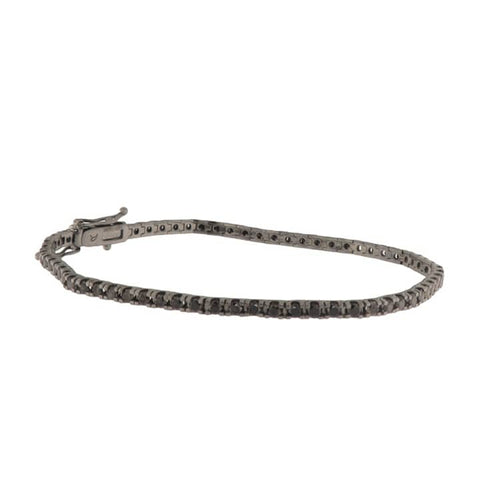 Bracelet Bracelet tennis en or blanc rhodié noir avec diamants noirs 58 Facettes G4051