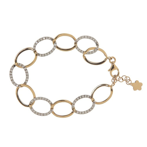 Bracelet Bracelet à anneaux en or rose et blanc 18 kt avec diamants 58 Facettes G4055