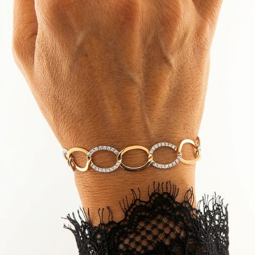 Bracelet Bracelet à anneaux en or rose et blanc 18 kt avec diamants 58 Facettes G4055