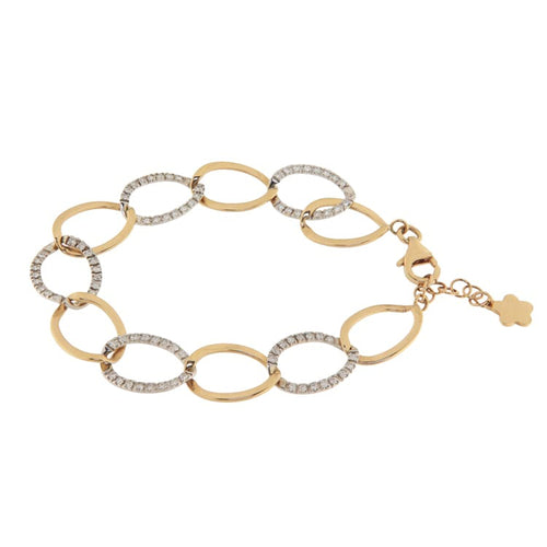 Bracelet Bracelet à anneaux en or rose et blanc 18 kt avec diamants 58 Facettes G4055