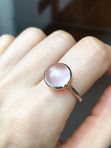 Bague 54.5 Bague en or rose 18k avec quartz rose 58 Facettes 312