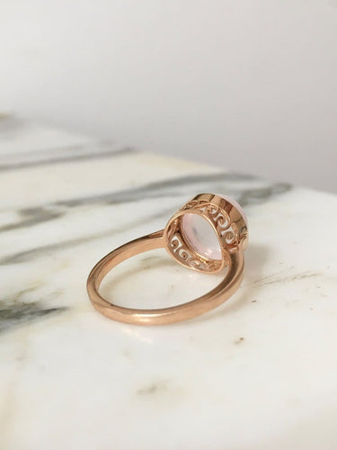 Bague 54.5 Bague en or rose 18k avec quartz rose 58 Facettes 312