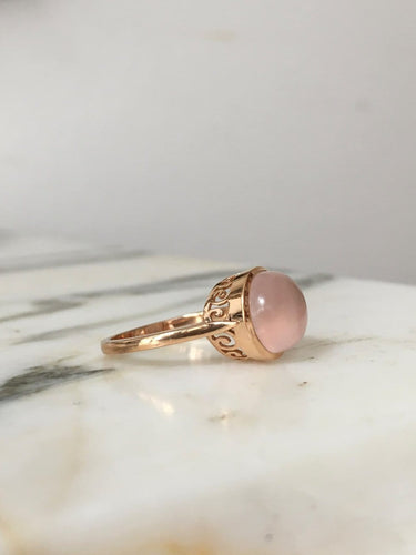 Bague 54.5 Bague en or rose 18k avec quartz rose 58 Facettes 312