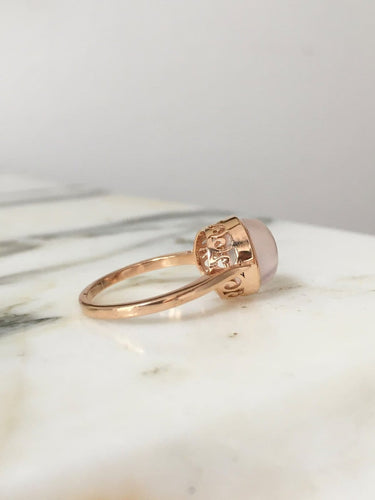 Bague 54.5 Bague en or rose 18k avec quartz rose 58 Facettes 312