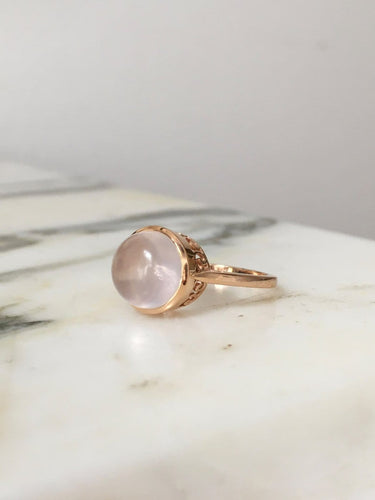 Bague 54.5 Bague en or rose 18k avec quartz rose 58 Facettes 312