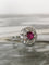 Bague 55.5 Bague marguerite en or blanc 18k, grenat rhodolite et diamants 58 Facettes 313