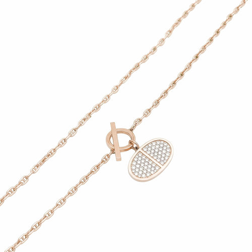 Collier Hermès - Collier Chaîne d’Ancre Contour en or rose 750 et diamants 58 Facettes 36087