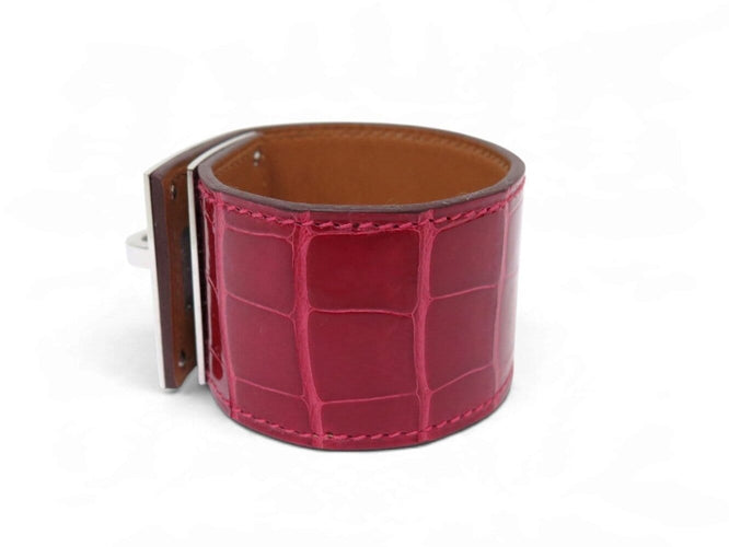 Bracelet Hermès - Bracelet manchette Kelly Dog en cuir d’alligator rouge 58 Facettes 277429