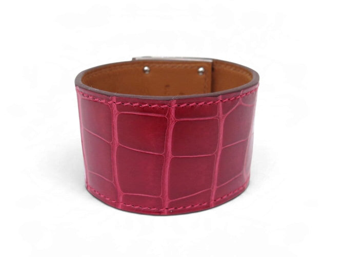 Bracelet Hermès - Bracelet manchette Kelly Dog en cuir d’alligator rouge 58 Facettes 277429