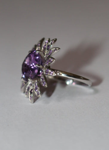Bague 54 Mauboussin - Bague fleur vintage en or blanc 750, améthystes et diamants 58 Facettes 7