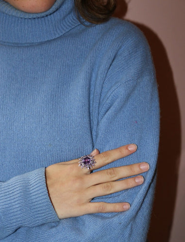 Bague 54 Mauboussin - Bague fleur vintage en or blanc 750, améthystes et diamants 58 Facettes 7