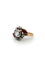 Bague 54 Bague cluster ancienne en or 18k, diamant central et rubis navette 58 Facettes 609/26 A SHD