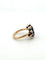 Bague 54 Bague cluster ancienne en or 18k, diamant central et rubis navette 58 Facettes 609/26 A SHD