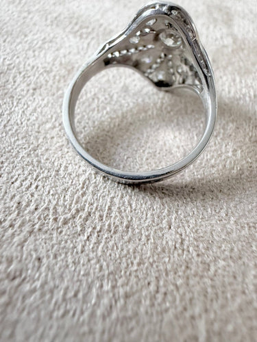 Bague 53 Bague Dôme Art déco en or blanc et platine, diamants 58 Facettes FNZNOZZ