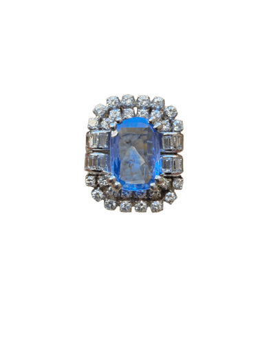 Bague 58 Bague Pompadour en or blanc, saphir de Ceylan et diamants 58 Facettes zdkdzoaa
