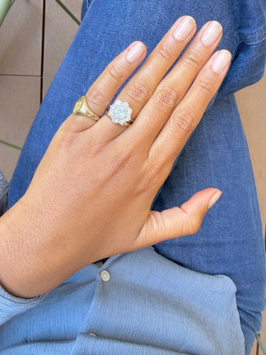 Bague 55 Marguerite - Bague en or blanc 18 carats et diamants 58 Facettes aama,