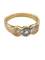 Bague 51.5 Bague trilogie en or jaune 18 ct, diamants et topaze bleue 58 Facettes CV-152