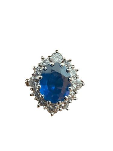 Bague 55 Bague Pompadour en or blanc, saphir et diamants 58 Facettes m,zc,mz