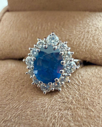 Bague 55 Bague Pompadour en or blanc, saphir et diamants 58 Facettes m,zc,mz