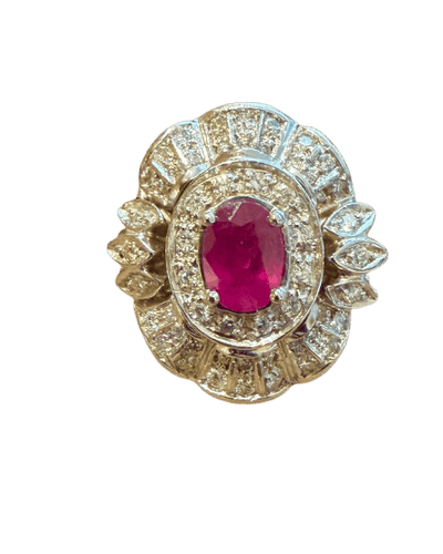 Bague 57 Pompadour - Bague en or blanc et or jaune, rubis et diamants 58 Facettes nklm