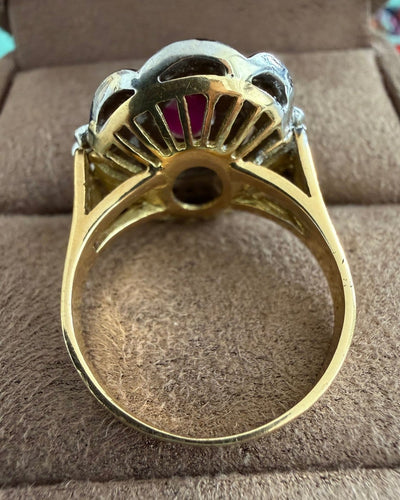 Bague 57 Pompadour - Bague en or blanc et or jaune, rubis et diamants 58 Facettes nklm