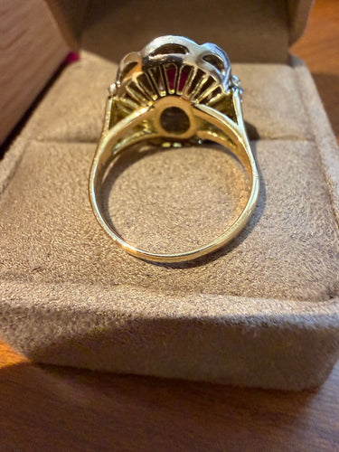 Bague 57 Pompadour - Bague en or blanc et or jaune, rubis et diamants 58 Facettes nklm