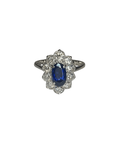 Bague 49 Bague Pompadour en or blanc 18k et platine, diamants et saphir 58 Facettes BOP/260077