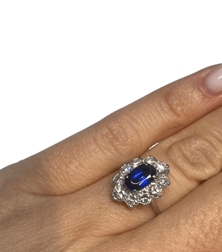 Bague 49 Bague Pompadour en or blanc 18k et platine, diamants et saphir 58 Facettes BOP/260077