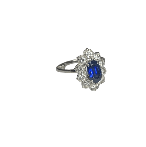 Bague 49 Bague Pompadour en or blanc 18k et platine, diamants et saphir 58 Facettes BOP/260077