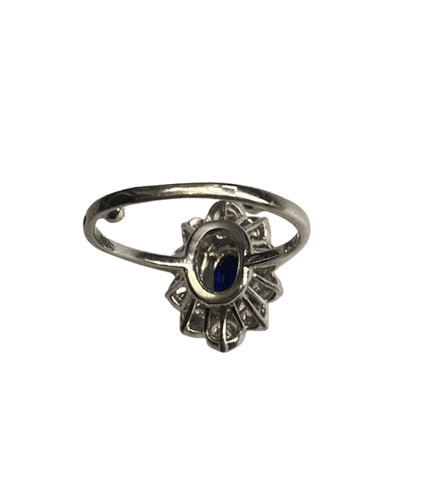 Bague 49 Bague Pompadour en or blanc 18k et platine, diamants et saphir 58 Facettes BOP/260077