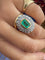 Bague 53 Bague Pompadour en or blanc et or jaune 18 carats, émeraude et diamants 58 Facettes cslqm,qm