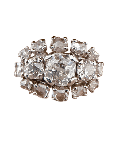 Bague 52 Bague jarretière Art déco en or blanc 18 carats et platine, diamants 58 Facettes kkkkk