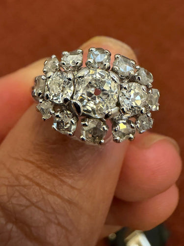 Bague 52 Bague jarretière Art déco en or blanc 18 carats et platine, diamants 58 Facettes kkkkk