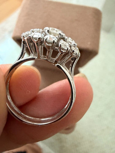 Bague 52 Bague jarretière Art déco en or blanc 18 carats et platine, diamants 58 Facettes kkkkk