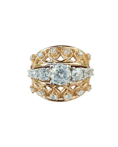 Bague 55 Bague bandeau en or rose 18 carats et platine, diamants 58 Facettes nqldlqv