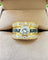 Bague 56 Bague bandeau en or jaune 18 carats, saphirs et diamants 58 Facettes qlqql