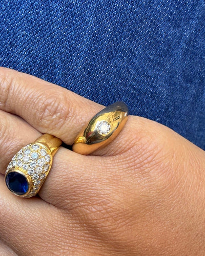 Bague 57 Bague jonc en or jaune 18 carats avec diamant taille brillant 58 Facettes afapanna