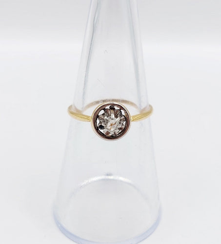 Bague 53 Bague solitaire ancienne en or 18k, diamant taille rose, vers 1910 58 Facettes A07991