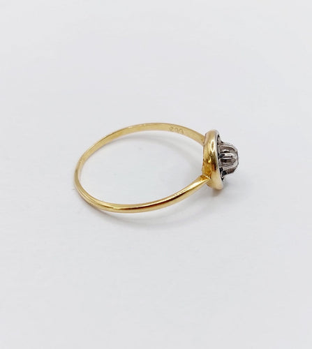 Bague 53 Bague solitaire ancienne en or 18k, diamant taille rose, vers 1910 58 Facettes A07991