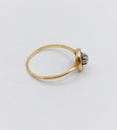 Bague 53 Bague solitaire ancienne en or 18k, diamant taille rose, vers 1910 58 Facettes A07991