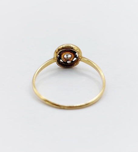 Bague 53 Bague solitaire ancienne en or 18k, diamant taille rose, vers 1910 58 Facettes A07991
