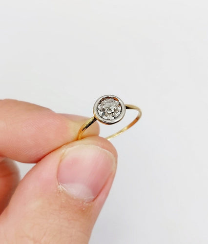 Bague 53 Bague solitaire ancienne en or 18k, diamant taille rose, vers 1910 58 Facettes A07991