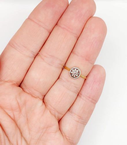 Bague 53 Bague solitaire ancienne en or 18k, diamant taille rose, vers 1910 58 Facettes A07991