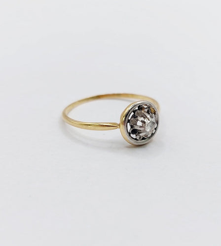 Bague 53 Bague solitaire ancienne en or 18k, diamant taille rose, vers 1910 58 Facettes A07991