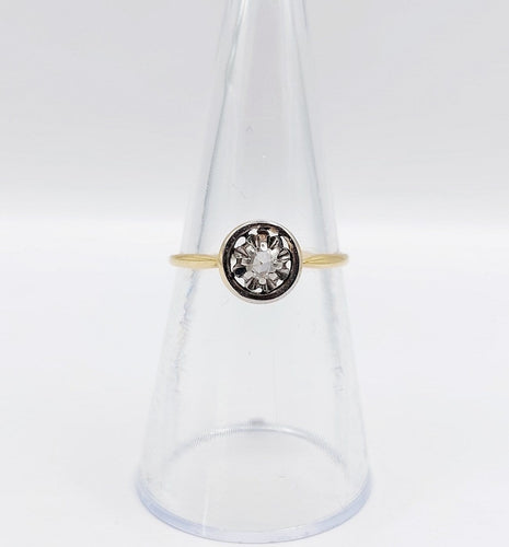 Bague 53 Bague solitaire ancienne en or 18k, diamant taille rose, vers 1910 58 Facettes A07991