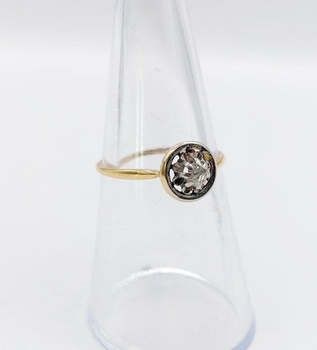 Bague 53 Bague solitaire ancienne en or 18k, diamant taille rose, vers 1910 58 Facettes A07991